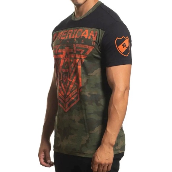 AMERICAN FIGHTER Men's T-shirt GLOVER Athletic Military Green XS-4XL - Picture 4 of 11